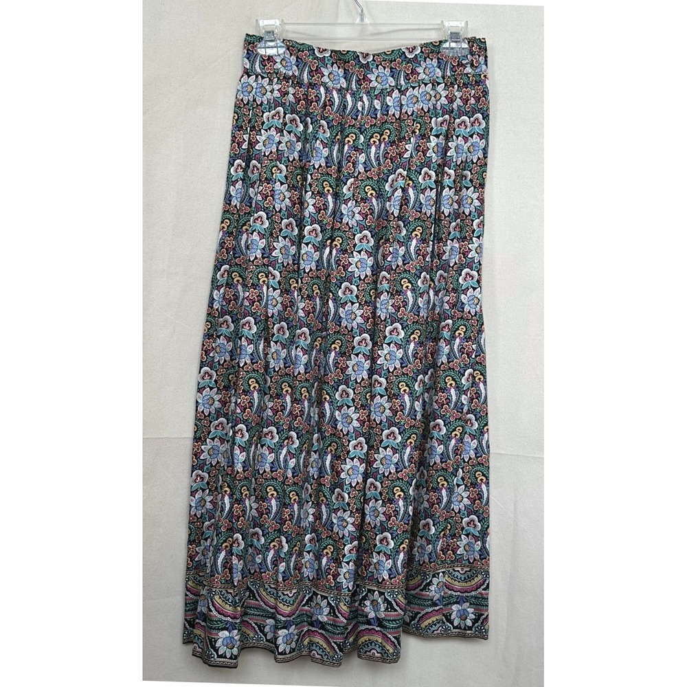 CHAUS Floral Paisley Rayon Maxi‎ Skirt Sz 8 Psychedelic Festival Boho Japan Vtg
